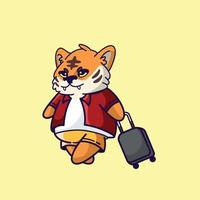 Cute Tiger Traveling vector