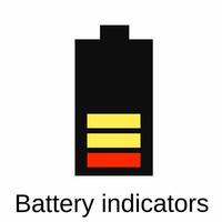 Illustration of a battery indicator, with a yellow bar that indicates it's running out vector