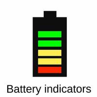 ilustración de batería indicador. con el condición de el batería es todavía lleno, con solamente 1 bar usado. vector