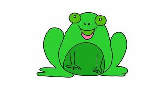 Vector illustration, illustration of a green frog on a white background