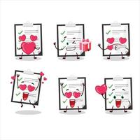 Clipboard with checklist cartoon character with love cute emoticon vector