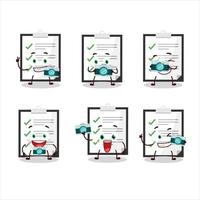 Photographer profession emoticon with clipboard with checklist cartoon character vector