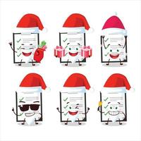 Papa Noel claus emoticones con portapapeles con Lista de Verificación dibujos animados personaje vector