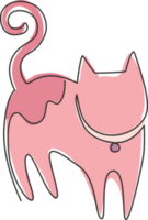 en enda linjeritning av enkel söt katt kattunge ikon. kitty djuraffär logotyp emblem vektor koncept. modern kontinuerlig linje rita grafisk design illustration png