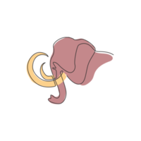 einzelne durchgehende Strichzeichnung der großen Mammut-Unternehmenslogo-Identität. altes Tier aus dem Eiszeit-Icon-Konzept. moderne einzeilige Grafik-Draw-Design-Vektor-Illustration png