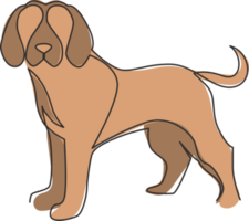 um desenho de linha contínuo do ícone do cachorro beagle fofo simples. conceito de vetor de emblema de animais mamíferos. ilustração de design gráfico de desenho de linha única dinâmica png