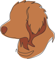 um desenho de linha simples do ícone do cachorrinho fofo simples. conceito de vetor logotipo emblema de loja de animais. linha contínua moderna desenho desenho ilustração gráfica png