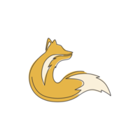 um único desenho de linha da identidade do logotipo da empresa cute fox. conceito de ícone do zoológico da cidade. ilustração gráfica de vetor de desenho de linha contínua dinâmica png