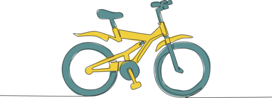 een doorlopend lijn tekening van modern en modieus fiets kinderen logo. pret fiets concept. single lijn trek ontwerp vector illustratie png