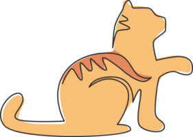 un seul dessin au trait d'une simple icône de chaton chat mignon. concept de vecteur d'emblème de logo d'animalerie. illustration graphique de conception de dessin de ligne continue dynamique png