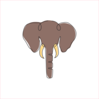 único desenho de linha contínua da identidade do logotipo da empresa grande elefante fofo. conceito de ícone de safári africano. ilustração em vetor desenho gráfico dinâmico de uma linha png