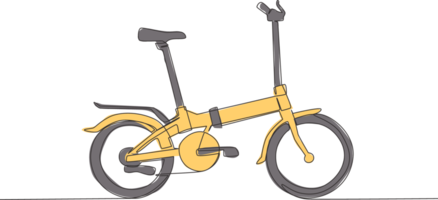 enda kontinuerlig linje teckning av hopfällbar cykel logotyp. två cykel transport begrepp. ett linje dra design grafisk vektor illustration png