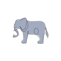 One continuous line drawing of big cute elephant company logo identity. African zoo animal icon concept. Dynamic single vector graphic line draw design illustration png