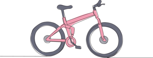 uno soltero línea dibujo de montaña bicicleta logo. urbano bicicleta a trabajo y Vamos verde movimiento concepto. continuo línea dibujar diseño vector ilustración png