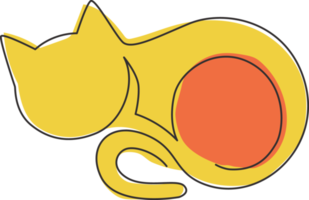 un seul dessin au trait d'une simple icône de chaton chat mignon. concept de vecteur d'emblème de logo d'animalerie. illustration graphique de conception de dessin de ligne continue à la mode png