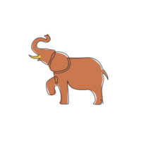 un disegno a tratteggio continuo dell'identità del logo aziendale di un grande elefante carino. concetto di icona animale zoo africano. illustrazione vettoriale grafica di design a linea singola alla moda png