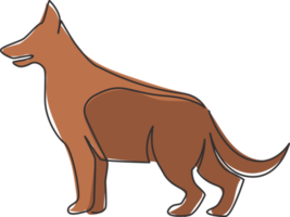 único desenho de linha contínua do ícone de cachorro pastor alemão fofo simples. conceito de vetor de emblema de logotipo de animal de estimação. moderno desenho de uma linha desenho ilustração gráfica png