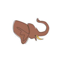 um único desenho de linha da identidade do logotipo corporativo do grande elefante fofo. conceito de ícone de animais de zoológico de mamíferos. ilustração gráfica de desenho vetorial linha contínua moderna png