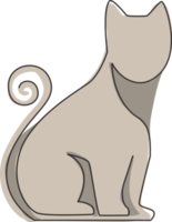 dessin au trait continu unique d'une simple icône de chat chaton mignon. concept de vecteur d'emblème de logo d'animal de compagnie de kitty. illustration de conception graphique de dessin d'une ligne moderne png