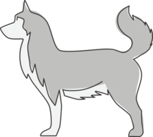 dibujo de línea continua única del icono de perro cachorro de husky siberiano lindo simple. concepto de vector de emblema de logotipo de animal de compañía. ilustración de diseño gráfico de dibujo de una línea de moda png