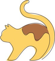 en kontinuerlig linjeritning av enkel söt katt kattunge ikon. kitty däggdjur djur logotyp emblem vektor koncept. trendiga en rad rita design grafisk illustration png