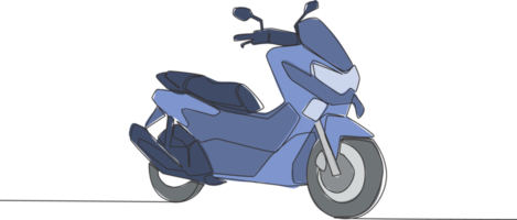 uno singolo linea disegno di grande underbone scooter motocicletta logo. città veicolo motociclo concetto. continuo linea disegnare design vettore illustrazione png