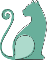 en kontinuerlig linjeritning av enkel söt katt kattunge ikon. däggdjur djur logotyp emblem vektor koncept. dynamisk enda rad rita grafisk design illustration png