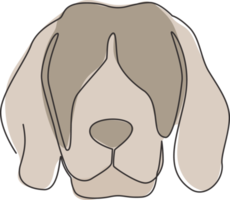 un disegno a tratteggio continuo dell'icona della testa di un cucciolo di cane beagle carino semplice. concetto di vettore di mammiferi logo animale emblema. illustrazione grafica di disegno dinamico a linea singola png