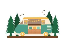 Camping Car and Picnic Stuff Vector Design Illustration