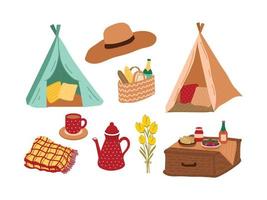 Picnic Stuff Tend and food Vector Illustration