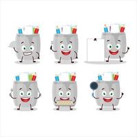 Cartoon character of glass of pencil with various chef emoticons vector