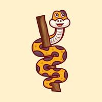 Cute snake cartoon vector icon illustration