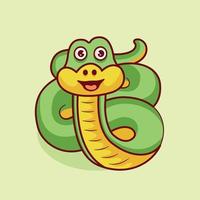 Cute snake cartoon vector icon illustration