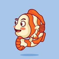 Cute clownfish cartoon vector icon illustration