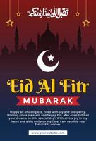 Eid Al fitr Mubarak Muslim Poster Template Design Flyer with Arabic vector