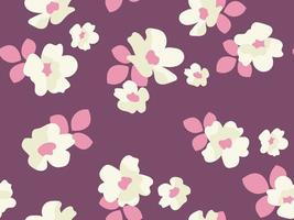 Abstract floral botanical seamless pattern. White color flowers on a bright background. Cherry blossoms. vector