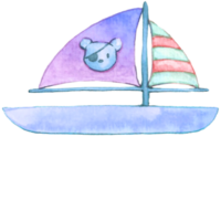 Cute watercolor boat. png