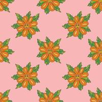 Colorful fantasy doodle cartoon groovy flower seamless pattern. Floral background. vector