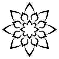 Black outline flower mandala. Doodle round decorative element for coloring book isolated on white background. Floral geometric circle. vector