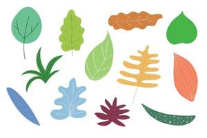 Vector set of leaves of different colors and sizes, for the design of postcards, posters, banners.