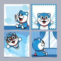 Blue Cat Cartoon For Social Media Post Purposes vector