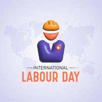 International labour day on 1st may. Happy labor day vector template for banner, greeting card, poster with background. 3D illustration. photo