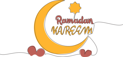 een single lijn tekening van gelukkig eid al fitr mubarak en Ramadan kareem concept. Islamitisch vakantie kalligrafische ontwerp voor afdrukken, groet kaart, banier, poster. doorlopend lijn trek ontwerp illustratie png