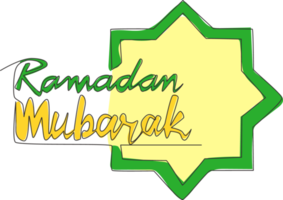 un Célibataire ligne dessin de content eid Al fitr mubarak et Ramadan kareem concept. islamique vacances calligraphique conception pour imprimer, salutation carte, bannière, affiche. continu ligne dessiner conception illustration png