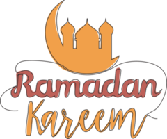 een single lijn tekening van gelukkig eid al fitr mubarak en Ramadan kareem concept. Islamitisch vakantie kalligrafische ontwerp voor afdrukken, groet kaart, banier, poster. doorlopend lijn trek ontwerp illustratie png