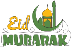 soltero continuo línea dibujo de contento eid Alabama fitr Mubarak y Ramadán kareem concepto. islámico fiesta caligráfico diseño para imprimir, saludo tarjeta, bandera, póster. uno línea dibujar diseño ilustración png