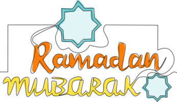 un continu ligne dessin de content eid Al fitr mubarak et Ramadan kareem concept. islamique vacances calligraphique conception pour imprimer, salutation carte, bannière, affiche. Célibataire ligne dessiner conception illustration png