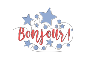 un continu ligne dessin de mignonne et adorable typographie citation - Bonjour. calligraphique conception pour imprimer, salutation carte, bannière, étiqueter, affiche. Célibataire ligne dessiner conception vecteur graphique illustration png