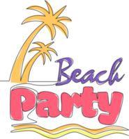 Single kontinuierlich Linie Zeichnung von süß und fabelhaft Urlaub Zeit Typografie Zitat - - Strand Party. kalligraphisch Design zum drucken, Karte, Banner, Poster. einer Linie zeichnen Grafik Design Vektor Illustration png