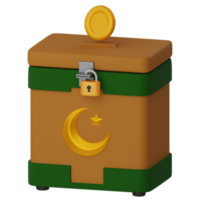 3d Illustration von Nächstenliebe Box zum infaq Ramadan kareem islamisch Dekoration Thema kreativ Benutzer Schnittstelle Design und Netz Ideen png